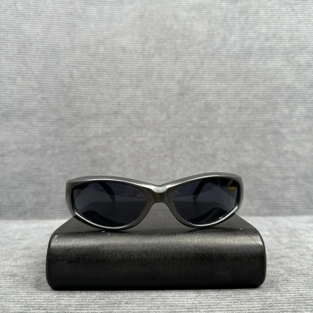 Geico Motorcycle Wrap Sunglasses Metallic Charcoal Grey Sporty Y2k